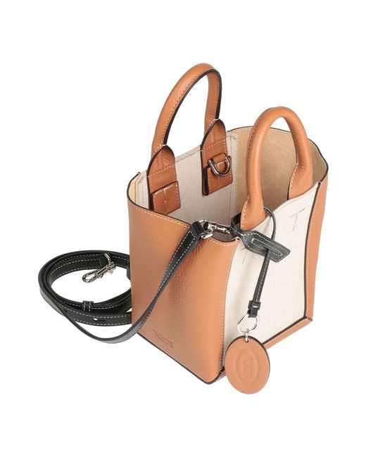 Tod's White Handbag Leather, Textile Fibers