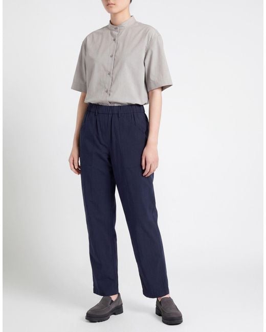 Ottod'Ame Blue Caring Midnight Pants Polyester, Cotton, Linen