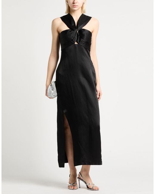 Sandro Black Maxi Dress Viscose, Linen