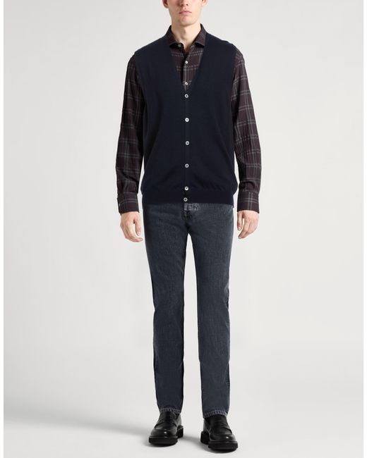 Gran Sasso Blue Midnight Cardigan Virgin Wool for men