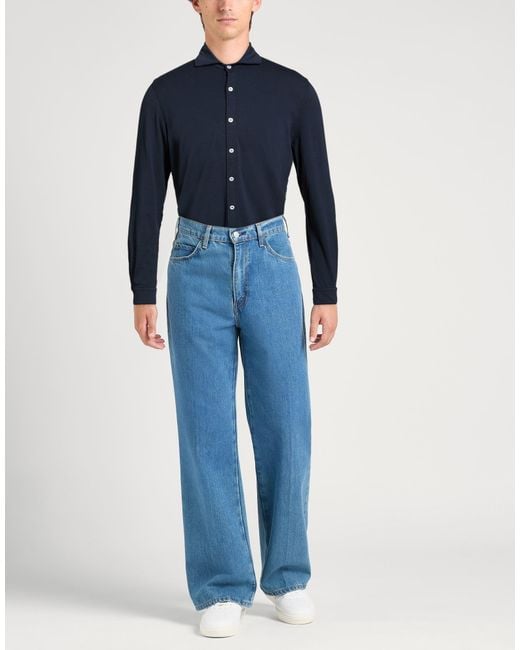 Altea Blue Midnight Shirt Cotton, Elastane for men