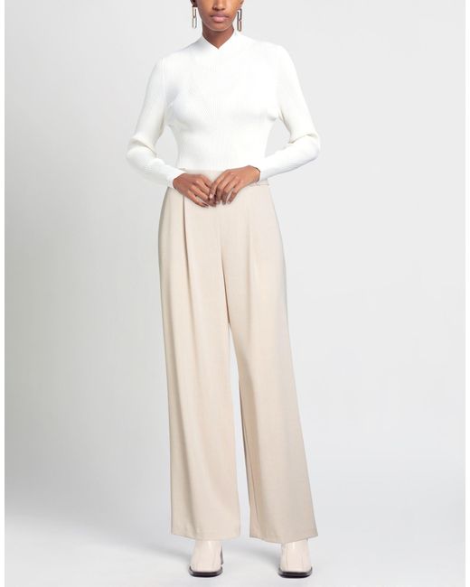 Soallure White Pants Polyester, Viscose, Elastane