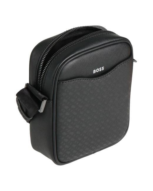 Boss Black Cross-Body Bag Regenerated Leather, Recycled Polyamide for men