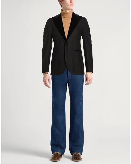 Tagliatore Black Blazer Super 110S Wool, Elastane for men