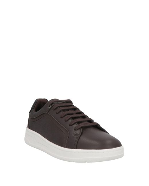 Geox Brown Sneakers Leather, Textile Fibers for men