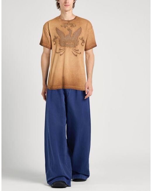 DIESEL Brown T-Shirt Polyester, Cotton for men