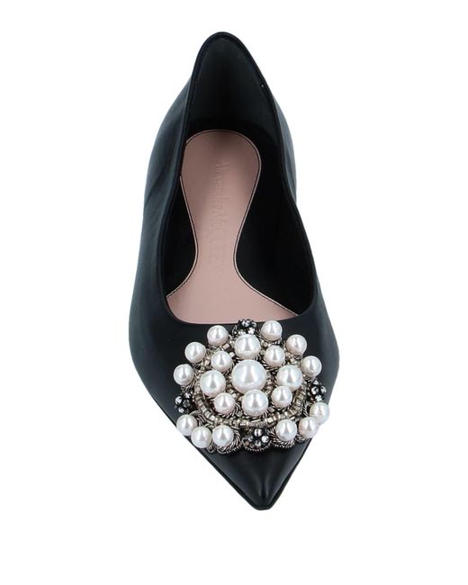 McQueen Black Ballet Flats Soft Leather