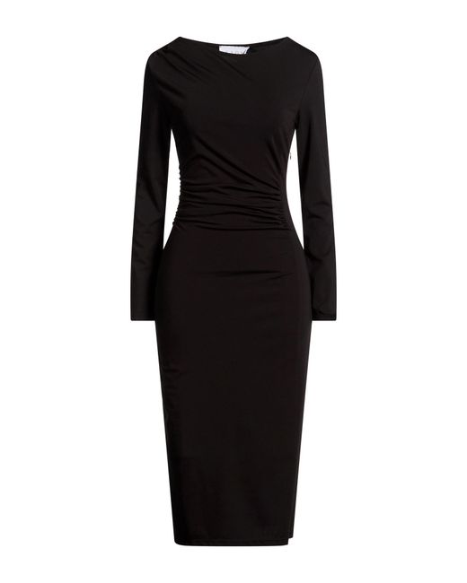 Kaos Black Midi Dress Viscose, Nylon, Elastane