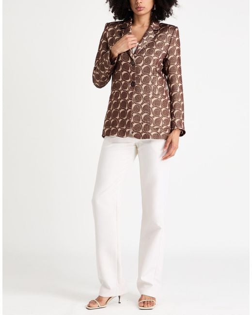 Siyu Brown Blazer Wool, Lurex, Silk, Nylon, Cotton
