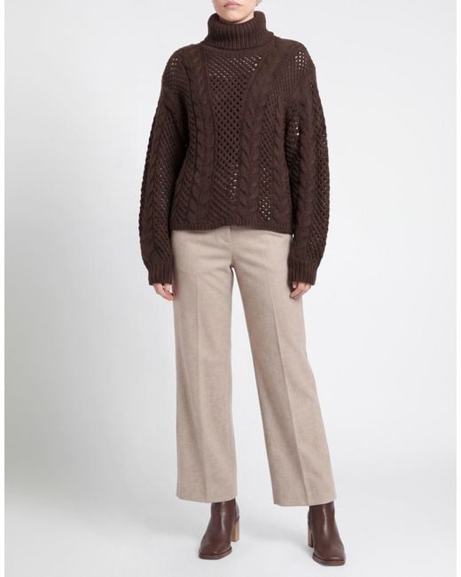 Soallure Brown Turtleneck Acrylic, Polyester, Wool