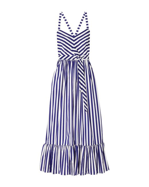 J.Crew Blue Stripe Ruffle Cotton Maxi Dress (regular & Plus Size)