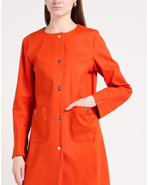 Herno Red Overcoat & Trench Coat Cotton, Polyurethane