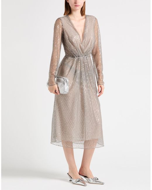 Semicouture Gray Midi Dress Polyester