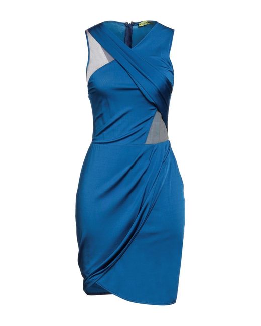 Versace Blue Azure Mini Dress Viscose, Polyester, Elastane, Polyamide