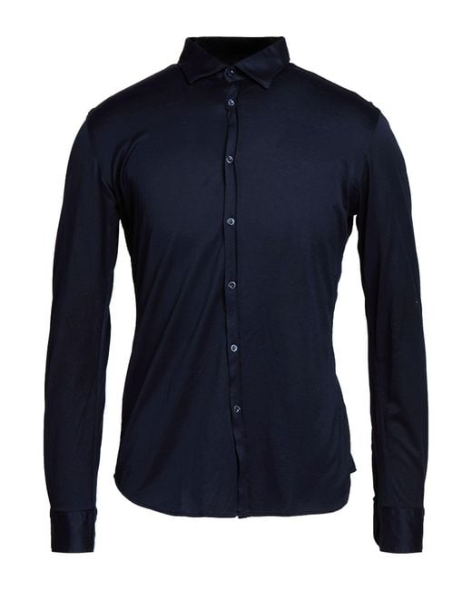 Aglini Blue Midnight Shirt Cotton for men
