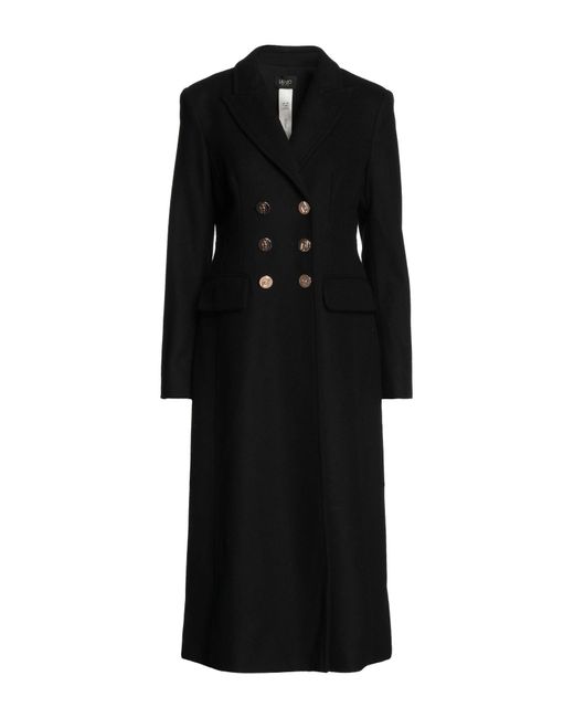 Liu Jo Wool Coat in Black | Lyst
