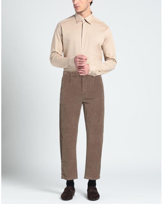 Impure Brown Pants Cotton, Elastane for men