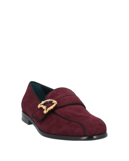 Dolce & Gabbana Purple Burgundy Loafers Goat Skin, Viscose, Cotton for men