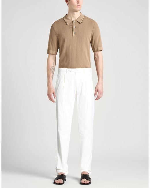 Santaniello White Pants Cotton, Elastane for men