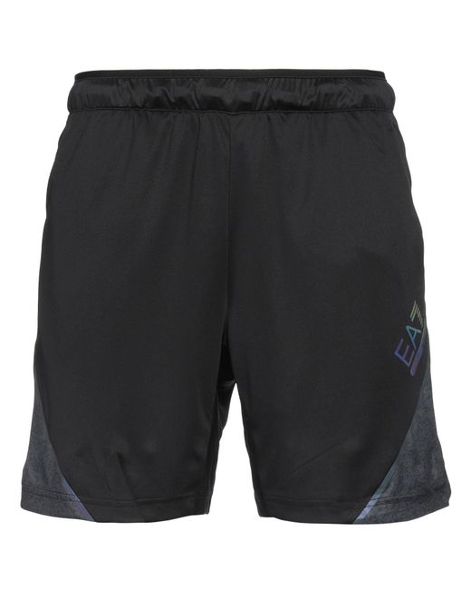 EA7 Black Shorts & Bermuda Shorts Polyester, Elastane for men