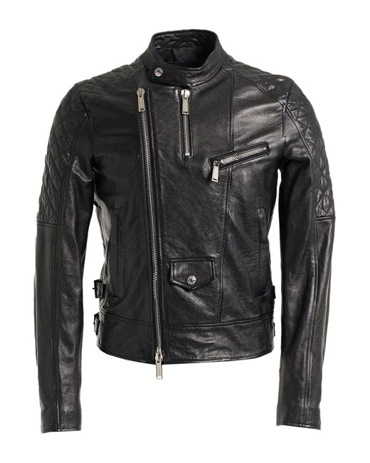DSquared² Black Jacket Bovine Leather for men