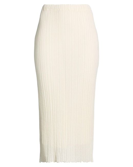 Alysi White Crème Ivory Midi Skirt Cotton, Polyamide