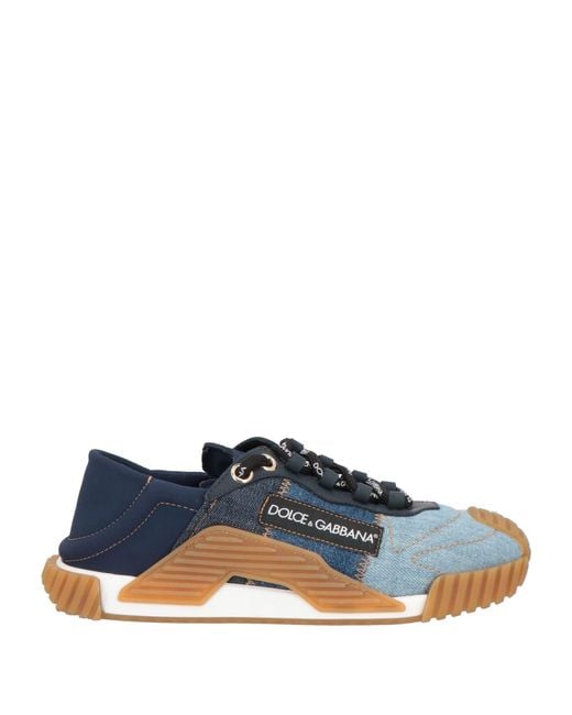 Dolce & Gabbana Blue Sneakers Cotton, Calfskin, Polyamide, Elastane