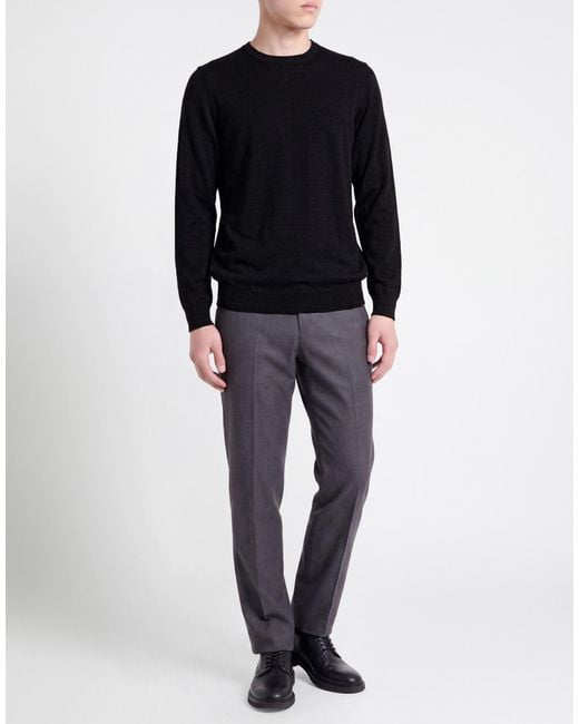 Fedeli Black Charcoal Sweater Virgin Wool for men