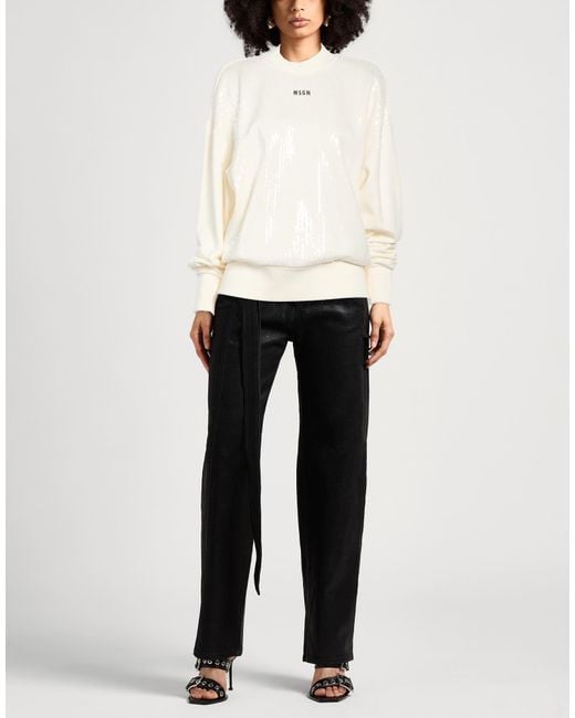 MSGM White Ivory Sweatshirt Cotton, Polyester