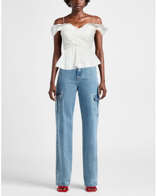 MEIMEIJ White Top Polyester, Cotton, Acetate, Elastane