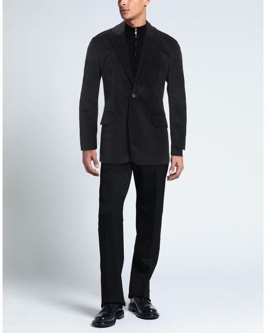 Paolo Pecora Black Blazer Cotton, Polyester, Elastane for men