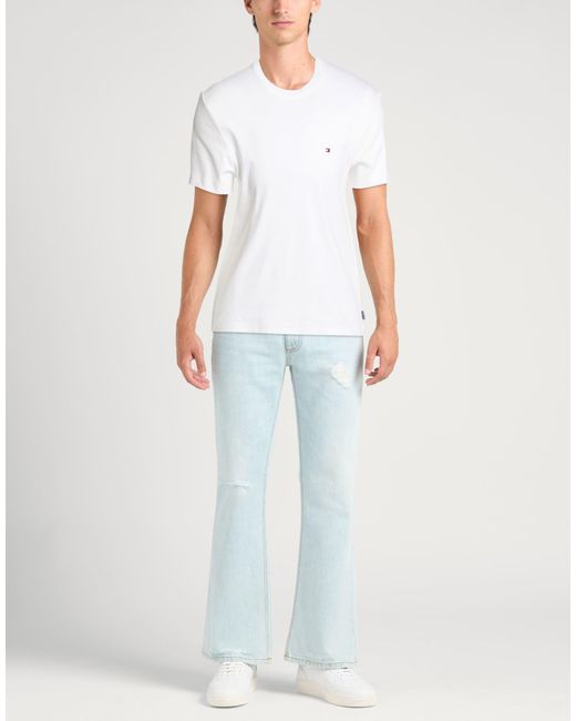 Tommy Hilfiger White T-Shirt Cotton, Elastolefin for men