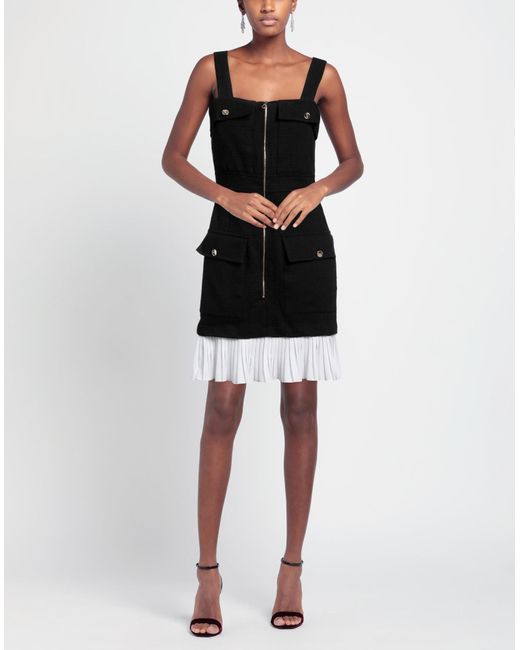 short sleeve a line mini dress Black Short Sleeve Tailored Mini Dress