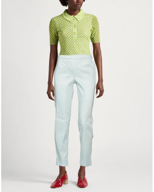 D.exterior White Pants Linen, Elastane