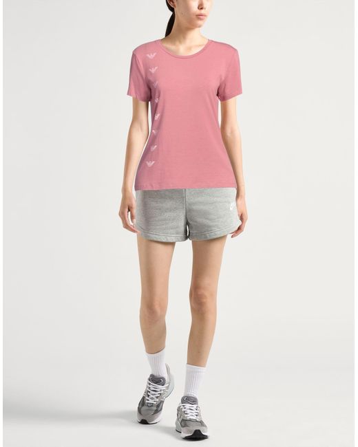 EA7 Pink Antique Rose T-Shirt Cotton, Modal, Elastane