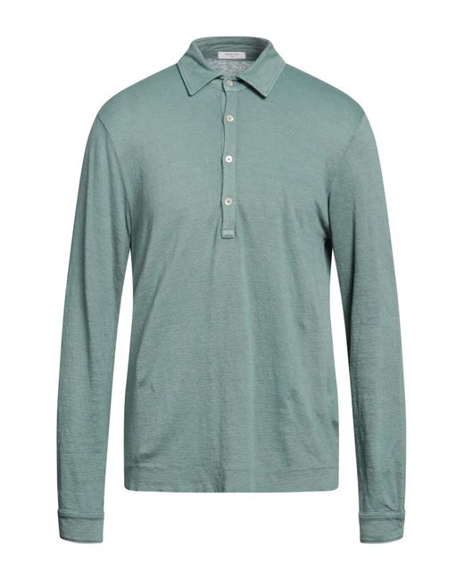 Boglioli Green Sage Polo Shirt Linen for men