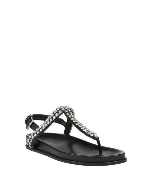 Twinset Black Thong Sandal Textile Fibers