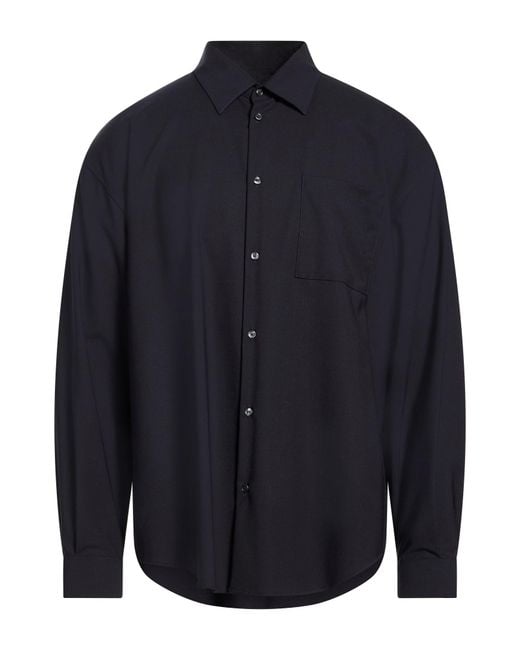 Laneus Blue Midnight Shirt Virgin Wool, Elastane for men