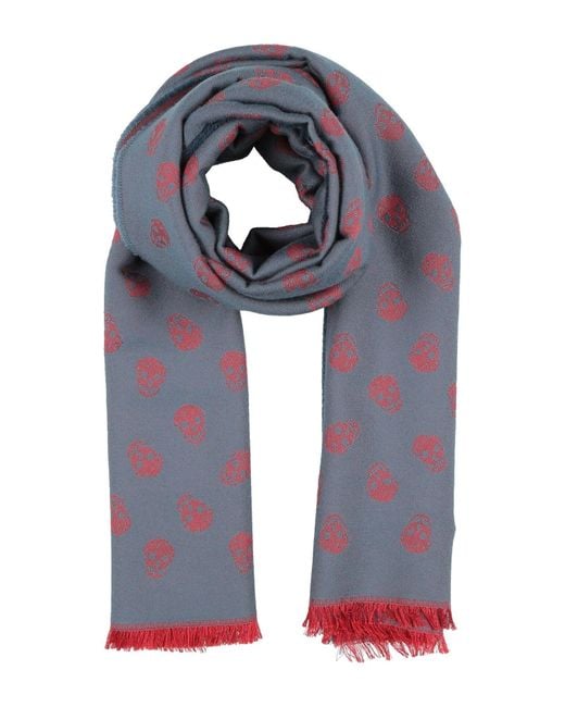 McQueen Blue Light Scarf Wool, Silk for men