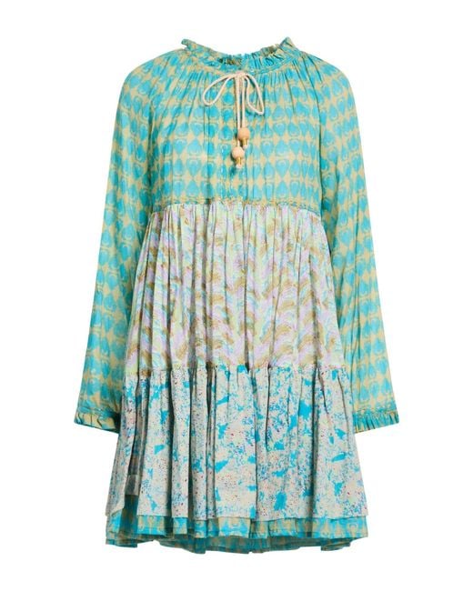 Yvonne S Blue Yvonne Mini Dress Cotton