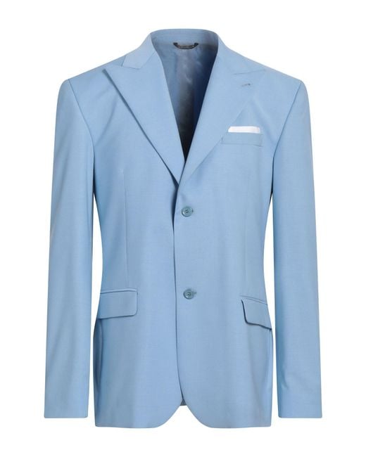 Daniele Alessandrini Blue Blazer Polyester, Viscose, Elastane for men