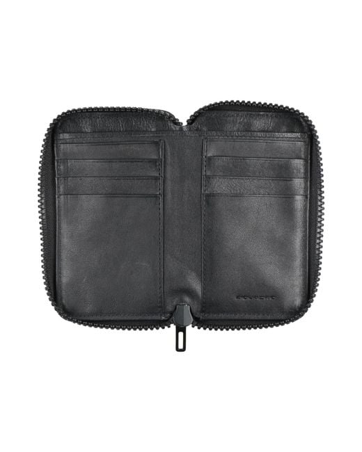 Piquadro Black Wallet Bovine Leather for men