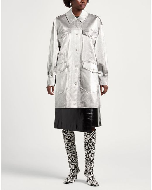 Moschino Gray Overcoat & Trench Coat
