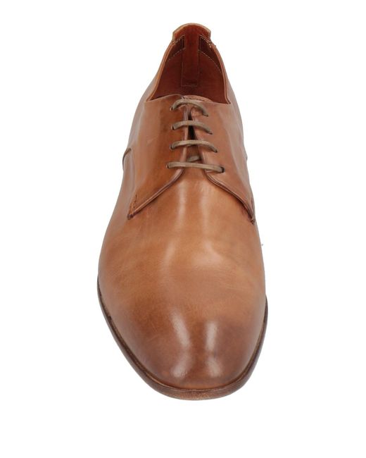 Silvano Sassetti Brown Camel Lace-Up Shoes Leather for men