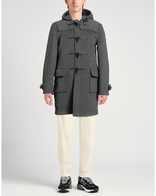 Gloverall Gray Lead Coat Wool, Polyamide, Leather for men