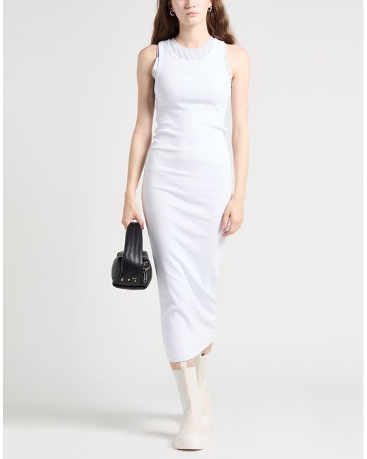 MSGM White Midi Dress Cotton, Elastane