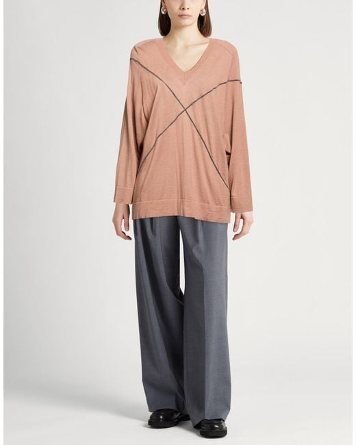 Fabiana Filippi Pink Light Sweater Cashmere, Silk, Recycled Brass