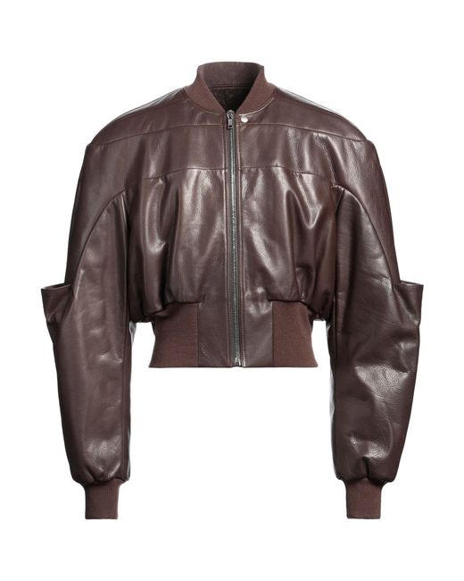 Rick Owens Brown Jacket Calfskin, Virgin Wool for men