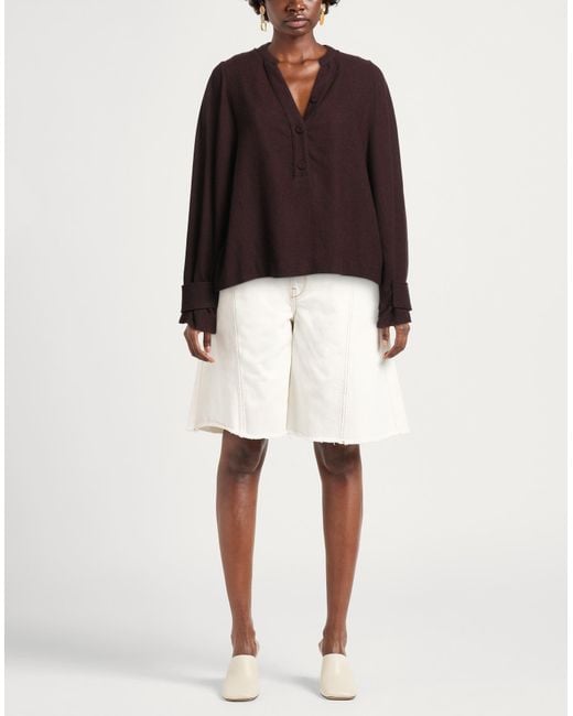 EMMA & GAIA Brown Burgundy Top Viscose, Wool
