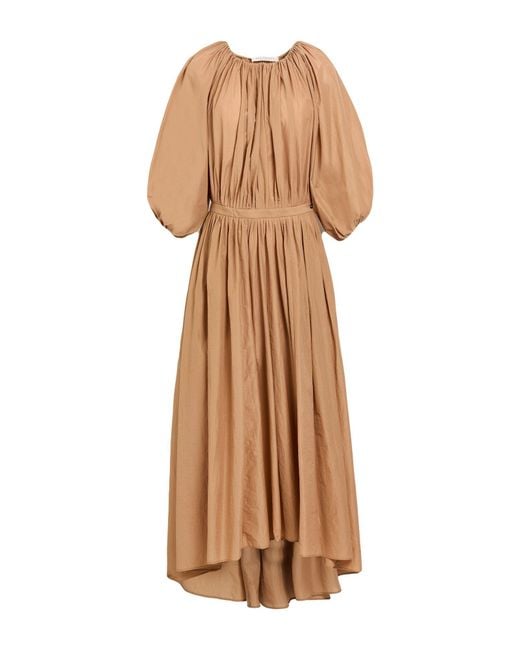 Philosophy Di Lorenzo Serafini Natural Camel Maxi Dress Polyamide, Cotton